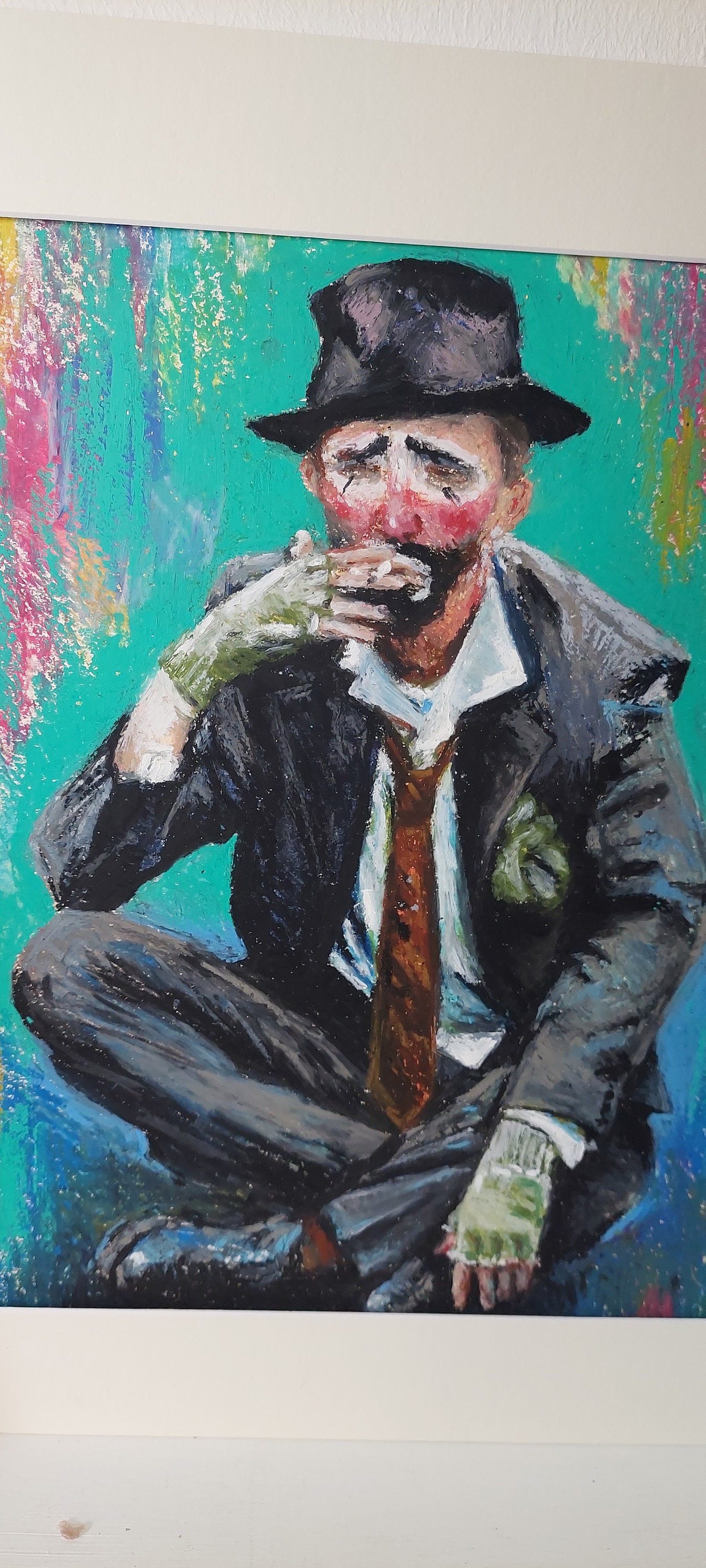 clown with cigarette painting ART Soir Bleu, 1914 By Edward