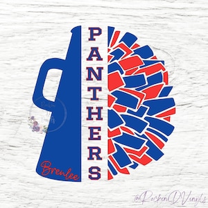 Customizable | Cheerleader Decal | Pom Pom | Megaphone | Name Decal