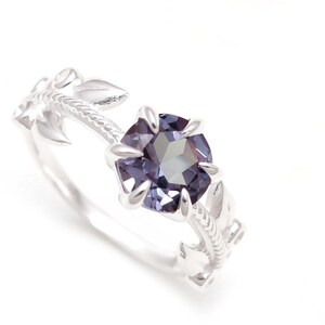 Alexandrite Ring: 925 Sterling Silver Vintage Engagement Jewelry
