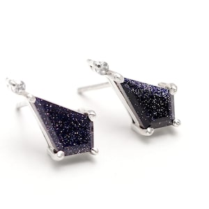 Sandstone Kite Stud Earrings: 925 Sterling Silver, Handmade Healing Jewelry