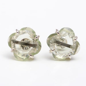 Natural Green Amethyst Cushion Studs Earrings, 925 Sterling Silver Handmade Jewelry, Vintage Earrings, Minimalist Earrings, Birthday Gift