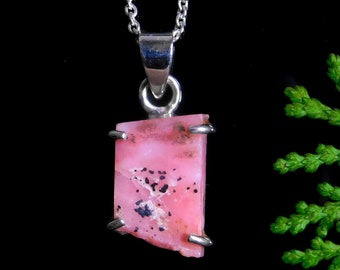 Pendentif En Argent 925 Avec Opalite Rose Et Grenat - Forme De Larme, Fait Main En Indonésie