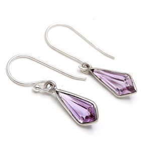 100% Natural Pink Amethyst Kite Dangle Earrings, 925 Sterling Silver Delicate Jewelry, Rose De France, Earrings For Wife, Birthday Gift