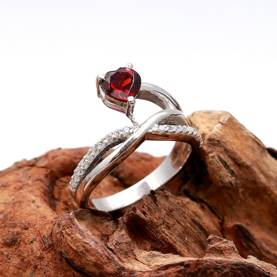 Anello Con Perla Di Granato Fatto A Mano: Gioiello Con Pietre Preziose In Argento Sterling 925 - Foto 2