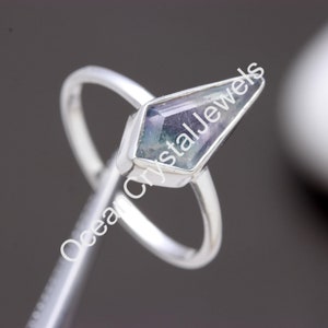 Natural Rainbow Fluorite Kite Ring, 925 Sterling Silver Minimalist Jewelry