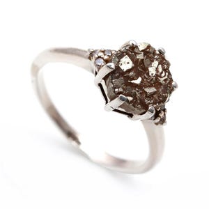 Raw Pyrite Hexagon Ring: Handmade 925 Sterling Silver Modernist Jewelry