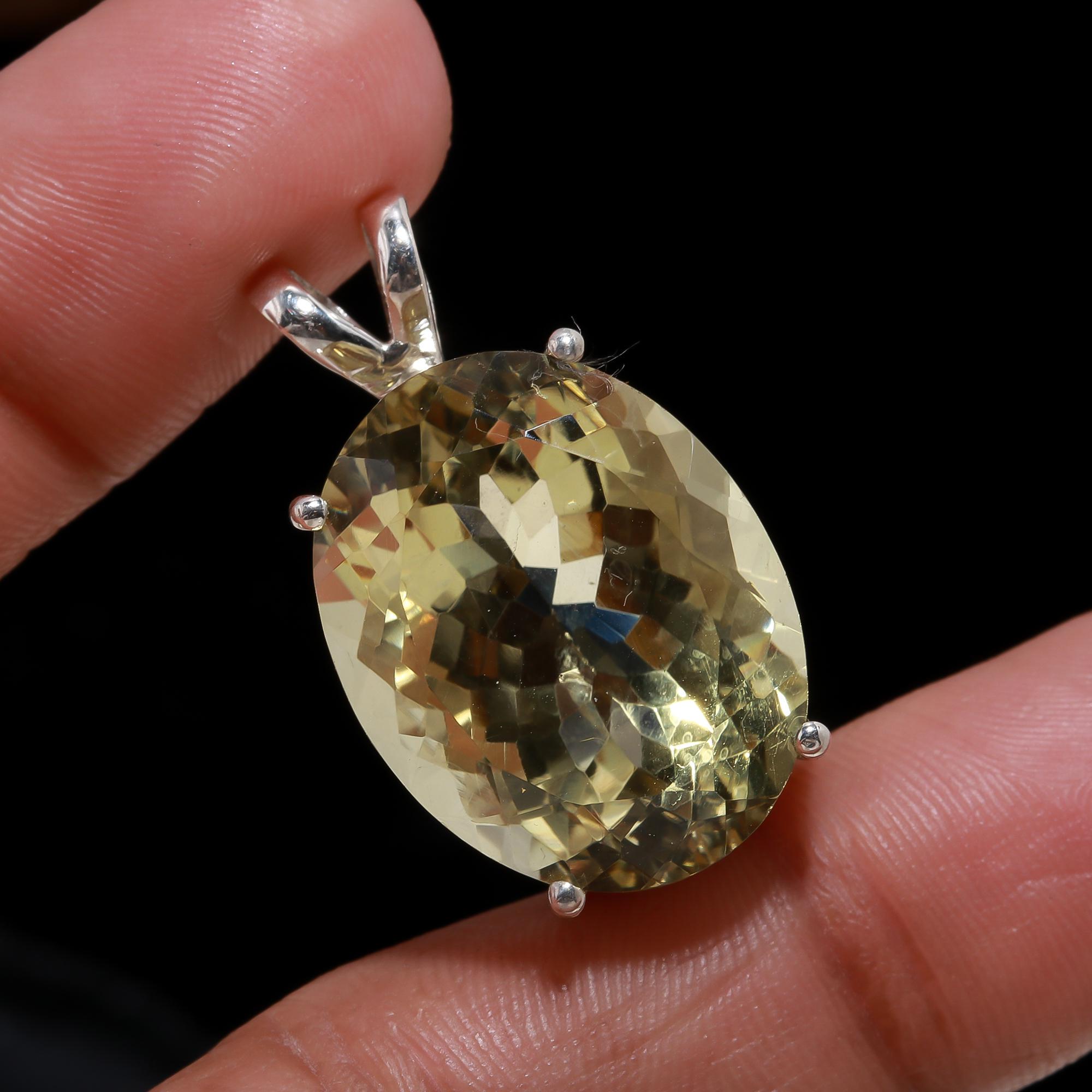 Pendient De Citrino Natural Ovalado De 7*9mm, Plata De Ley