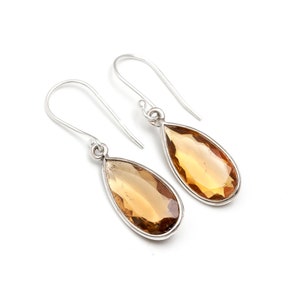 Natural Bear Quartz Pear Shape Earrings, 925 Sterling Silver Dainty Jewelry, Healing Earrings, Vintage Earrings, Birthday Gift For Lovers
