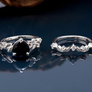 Natural Black Onyx Twins Silver Rings, 925 Sterling Silver Minimalist Jewelry, Vintage Ring, Handmade Ring, Delicate Ring, Birthday Gift