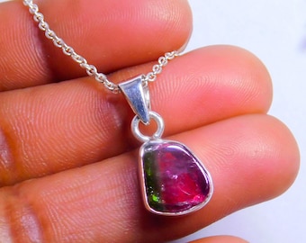 Certificata Ciondolo Fatto A Mano In Tormalina Bicolore - Pietra Preziosa, Placcato Argento, Lunghezza 2,17 Pollici Collana Tormalina Nera Certificata Ciondolo Fatto A Mano In Tormalina Bicolore - Pietra Preziosa, Placcato Argento, Lunghezza 2,17 Pollici Collana Tormalina Nera
