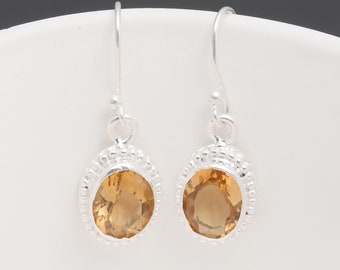 Natural Citrine Dangle Earrings, 925 Sterling Silver Jewelry, November Birthstone, Unique Gift For Lovers, Birthday Gift, Wedding Gift,