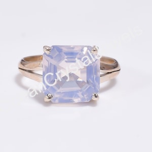 Anillo de cuarzo lavanda natural con forma octogonal, joyería minimalista de plata de ley 925, anillo hecho a mano, anillo grueso, anillo curativo, regalo de cumpleaños