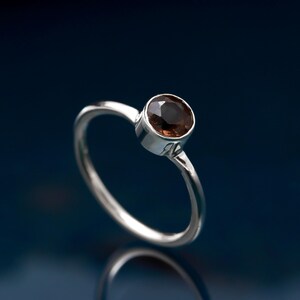 Natural Smoky Quartz Round Ring, 925 Sterling Silver Engagement Jewelry, Handmade Ring, Vintage Ring, Christmas Ring, Unique Birthday Gift