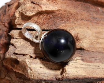 Colgante de ónix negro natural en forma de bola, joyería de plata de ley 925, colgante de esfera negra, colgante hecho a mano, regalo de cumpleaños, regalo de aniversario