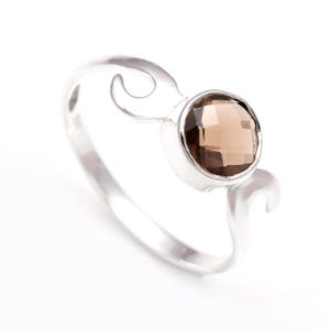 Natural Smoky Quartz Round Shape Ring, 925 Sterling Silver Handmade Jewelry, Vintage Ring, Healing Ring, Propose Ring, Birthday Gift For Her
