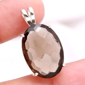 Natural Smoky Topaz Oval Gemstone Pendant, 925Sterling Silver Wedding Jewelry, Handmade Pendant, Vintage Pendant, Birthday Gift For Lovers