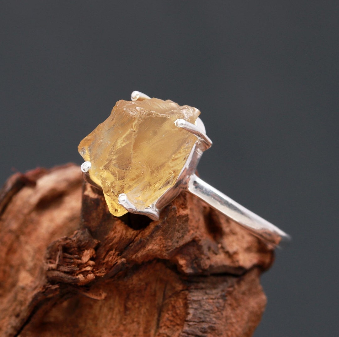 Natural Citrine Rough Ring for Men, Solid 925 Sterling Silver Jewelry ...