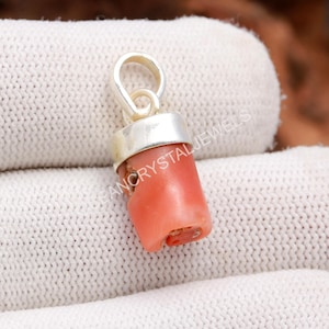 Natural Italian Coral Rough Pendant, 925 Sterling Silver Vintage Jewelry, Red Stone Pendant, Handmade Pendant, Boho Necklace, Birthday Gift