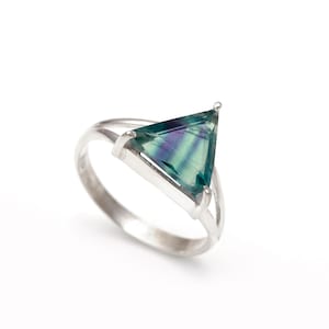 Natural Fluorite Triangle Ring, 925 Sterling Silver Handmade Natural Fluorite Triangle Ring, 925 Sterling Silver Handmade