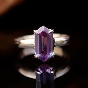 Alexandrite Hexagon Ring: 925 Sterling Silver Boho Ring