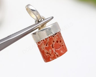 Pendentif en argent corail italien, bijoux en argent sterling 925, pendentif fait main, pendentif vintage, cadeau pour petite amie, cadeau de la Saint-Valentin 2,75 g.