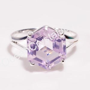 Handmade Lavender Quartz Ring: 925 Sterling Silver Vintage Jewelry