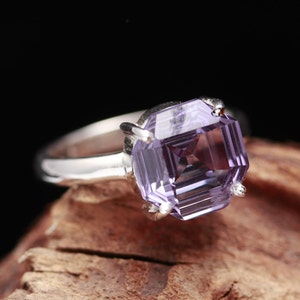 Alexandrite Octagon Ring: 925 Sterling Silver Color Changing Jewelry