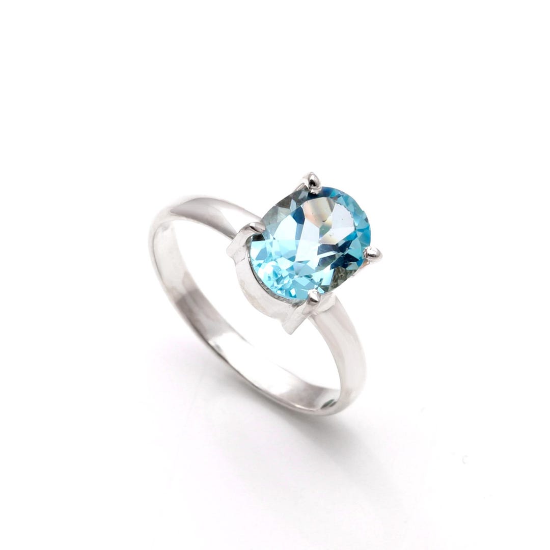 Oval Sky Blue Topaz Ring, 925 Sterling Silver Minimalist Jewelry ...
