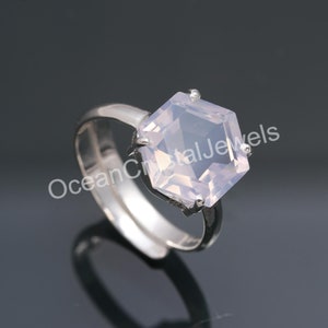 Natural Lavender Quartz Boho Hexagon Ring, 925 Sterling Silver Handmade Jewelry, Vintage Ring, Unique Ring, Healing Ring, Birthday Gift