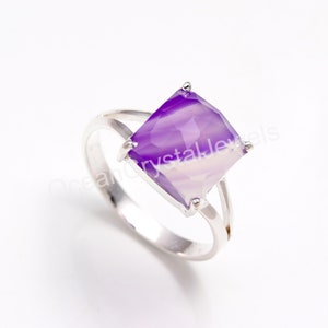 Purple Fluorite 925 Sterling Silver Ring - Chunky Boho Jewelry