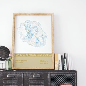Customizable Grand raid poster - Diagonale des fous, sports illustration, sportsman, running, trail, adventure, reunion island