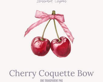 Kersenstrik: coquette aquarel clipart (digitale png-kunst)