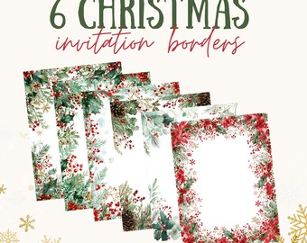 6 kerstranden voor uitnodigingen – vakantielijst | Kerstkaartsjabloon, digitale download