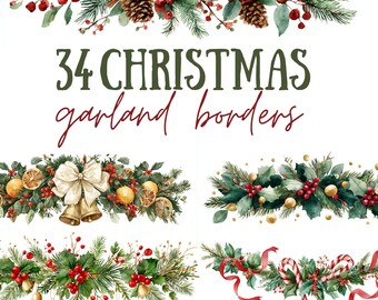 34 kerstslingerranden voor uitnodigingen – vakantielijst | Kerstkaartsjabloon, digitale download