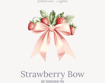 Strawberry Crown-strik: Coquette aquarel clipart (digitale png-kunst)