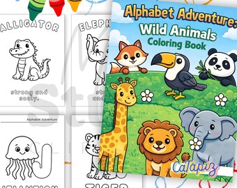 Kleurplaten dierenalfabet | A-Z afdrukbaar leerboek (pdf-download)