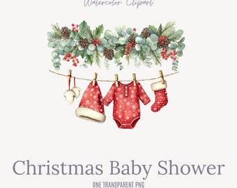 Kerst babyshower waslijn clipart – Feestdagen, png