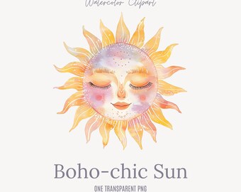 Boho Pastel Sunny Calm - aquarel, png-afbeeldingen