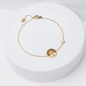 Tree of Life Bracelet with Cubic Zirconia - Minimalist Charm
