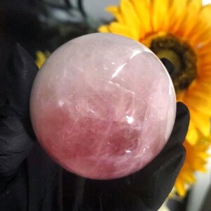 Lavender Rose Quartz Sphere 59.7mm, Polished Crystal Ball image 1