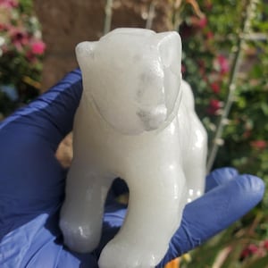 Calcite Crystal Polar Bear Carving 522g