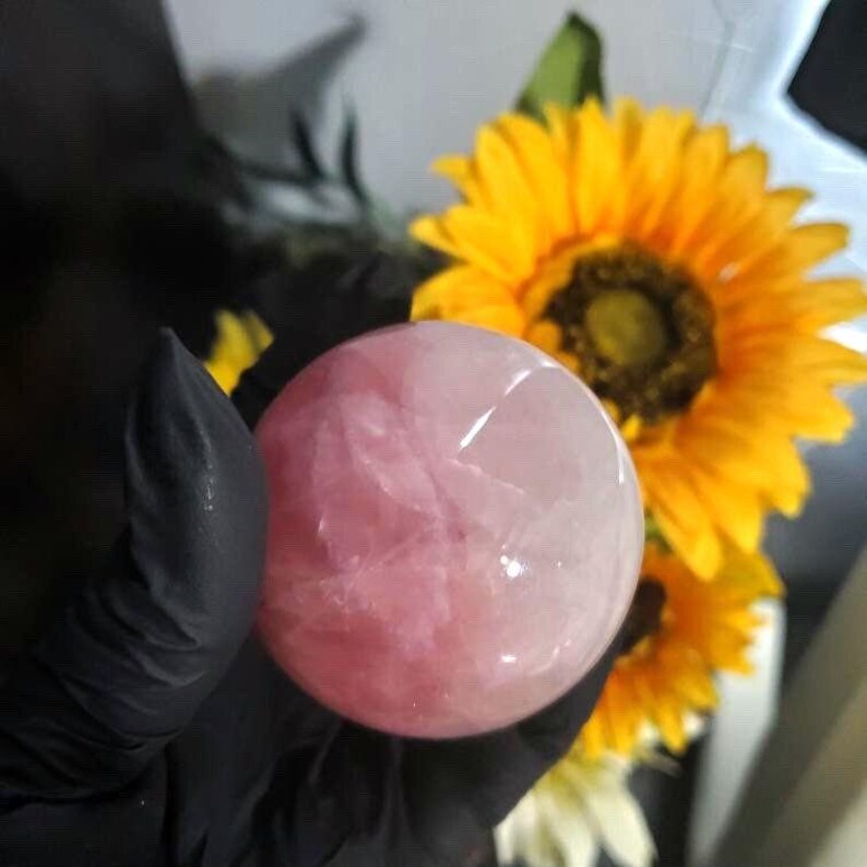Lavender Rose Quartz Sphere 59.7mm, Polished Crystal Ball image 3