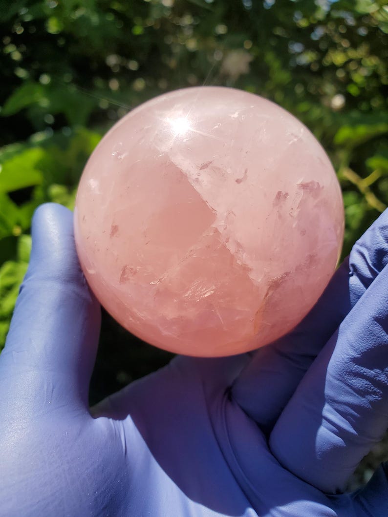 Rose Quartz Sphere 63mm, Healing Crystal Orb image 9