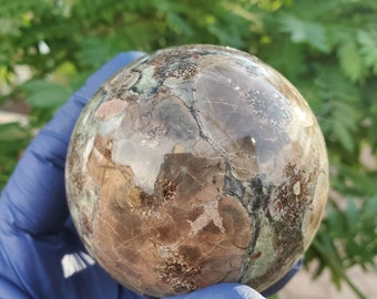 Skura Flower Jasper Sphere 414g (63mm) – Polished Crystal Orb, Natural Healing Stone