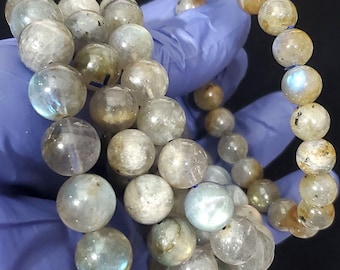 Labradorite bracelets 7" inner diameter (10mm and 14mm) gorgeous flash