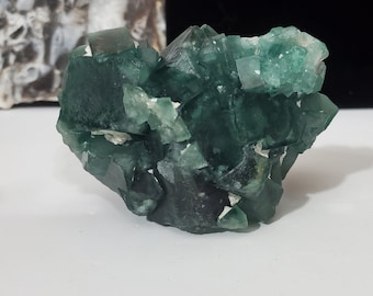 Daylight Fluorescent Fluorite specimen big cubic peace from Madagascar 414g