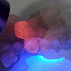 Pink Stepped Calcite,UV reactive specimen , calcite cluster, Hunan 378g