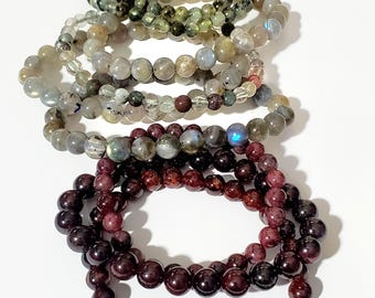 Mini gemstonel bead bracelets,  bead stretch bracelet 1pc