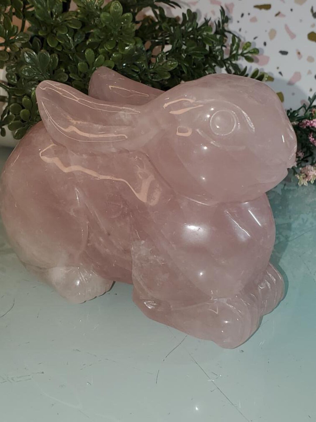 XL Rose Quartz Rabbit 944g (216 Lb 1.3oz) 4.9