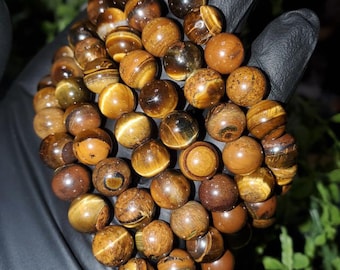Tiger’s Eye 8mm Bead Stretch Bracelet – 6” Wrist – Confidence, Courage & Protection Crystal Jewelry